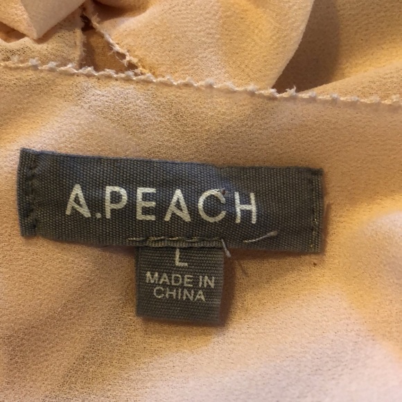 A.PEACH Unique Multi Bows Racer Back Sheer Soft Blush Top Size Large - Picture 7 of 9